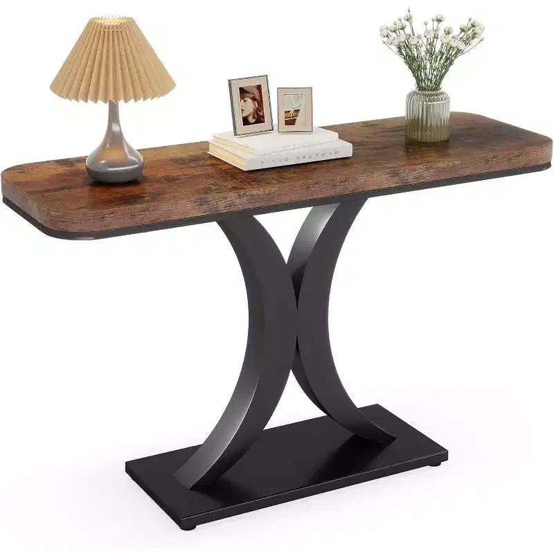 Lantine Industrial Entryway Console Table, Compact Foyer Hallway Accent Table for Small Space