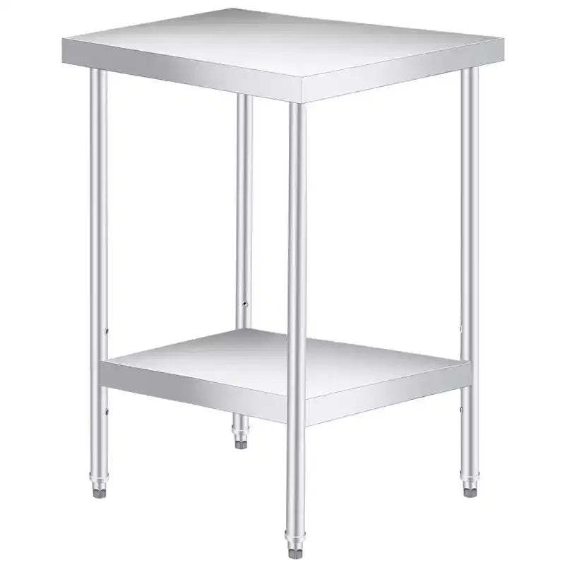 Stainless Steel Table, 2-Tier NSF Heavy Duty Worktable with Adjustable Undershelf, Rust-Resistant Utility Prep Table