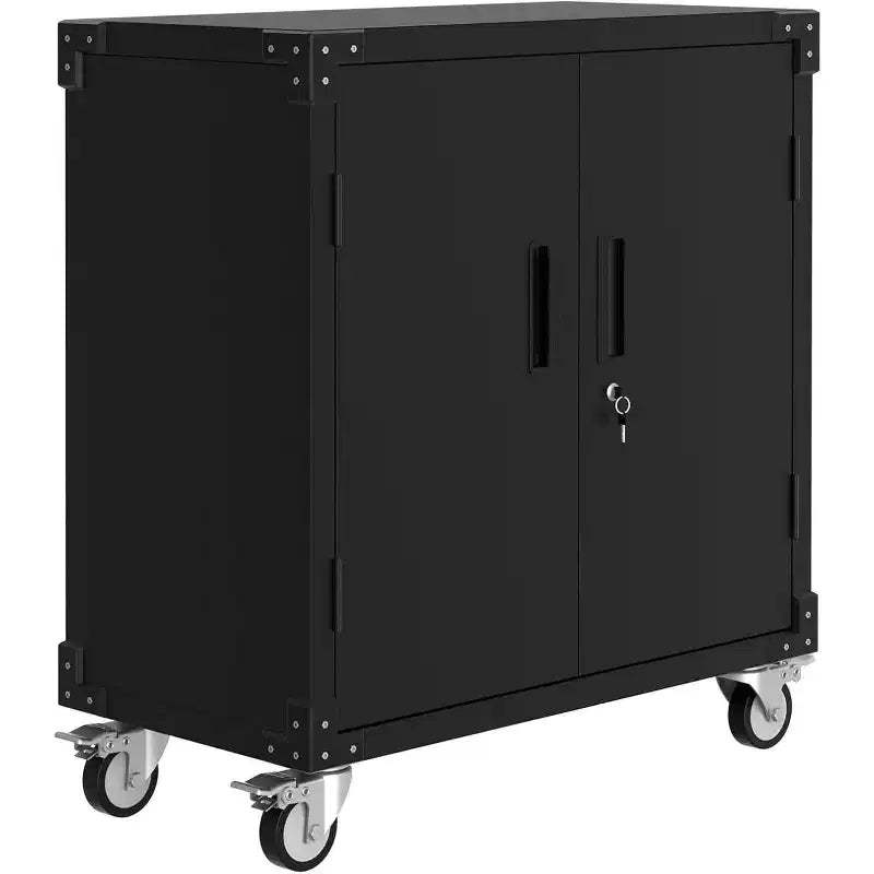 Rolling Tool Storage Cabinet with Wheel, Heavy Duty Metal Garage Storage Organizer with Adjustable Shelf & Locks, Tool Cabinet for Warehouse Workshop