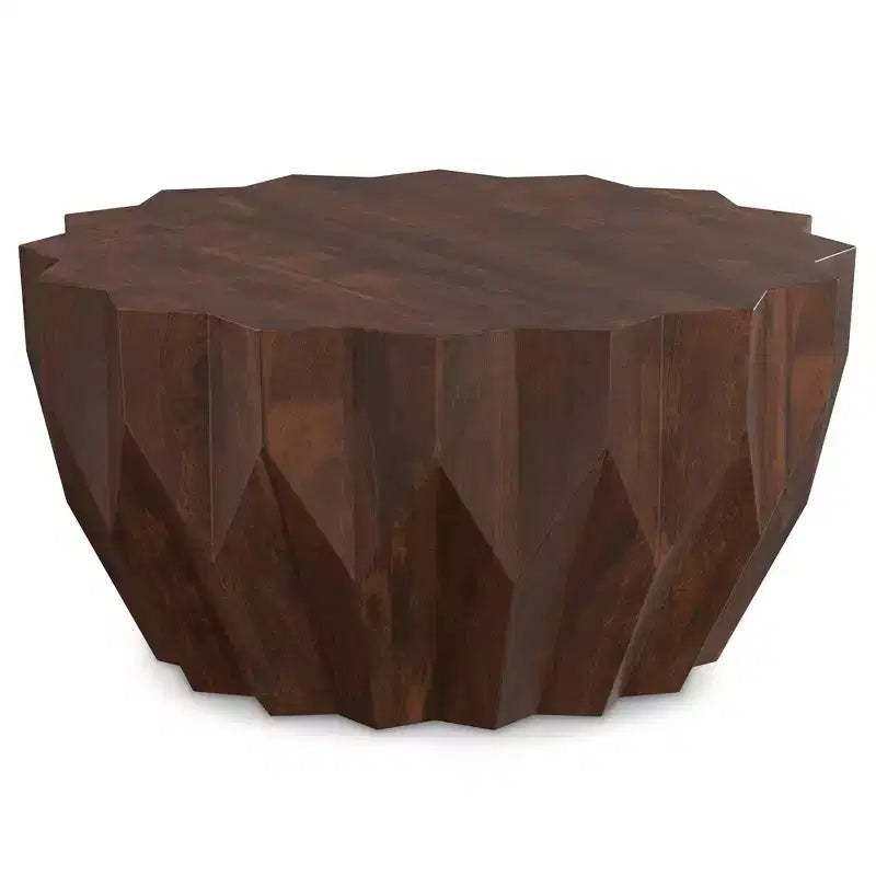 Oakcrest SOLID MANGO WOOD 34 inch Wide Polygon Contemporary Coffee Table Fully Assembled