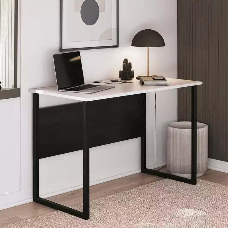 TUYOHW Writing Desk for Teens,Spacious Desktop with Lower Height & Wire Management,Two-Tone Study Desk with U-Shaped Metal Legs for Bedroom Dorm