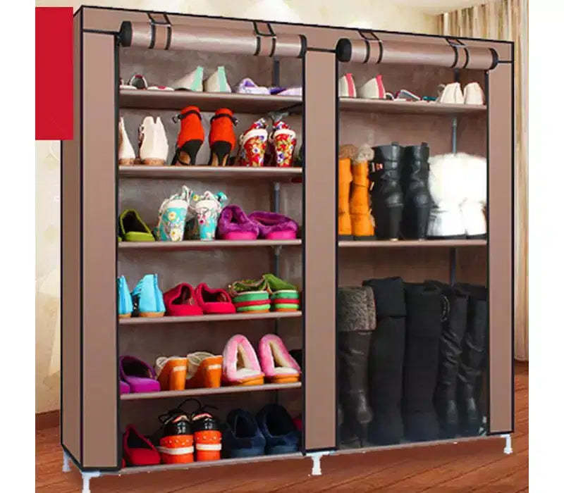 Double Rows 9 Lattices Combination Style Shoe Cabinet Coffee