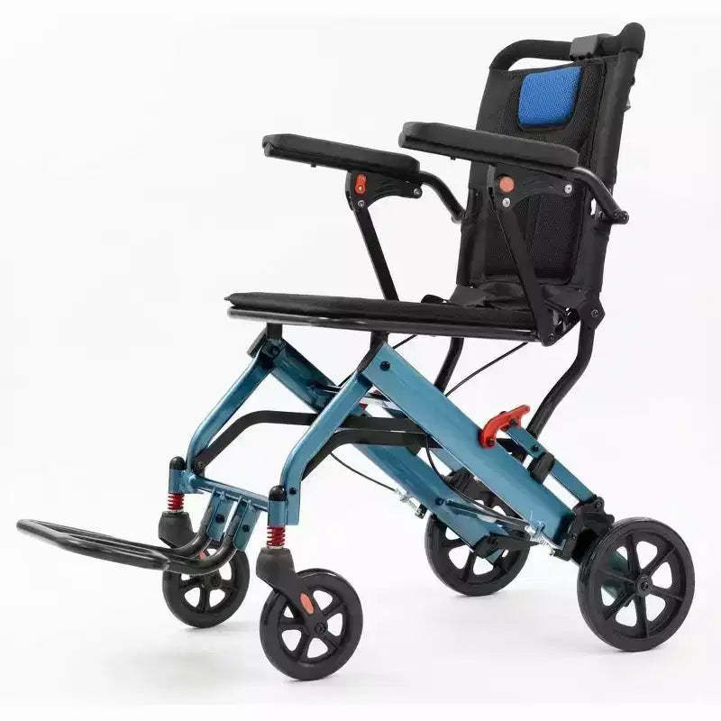 1PCS Wide Frame Shock Absorption Wheelchair Lightweight & Durable Aviation Aluminum + PVC, Two - Stage Brake
