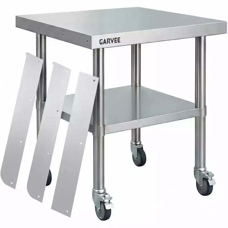 Stainless Steel Table for Prep & Work with Caster Wheels ,Metal Commercial Kitchen Heavy Duty Table with Adjustable Under Shelf for Restaurant