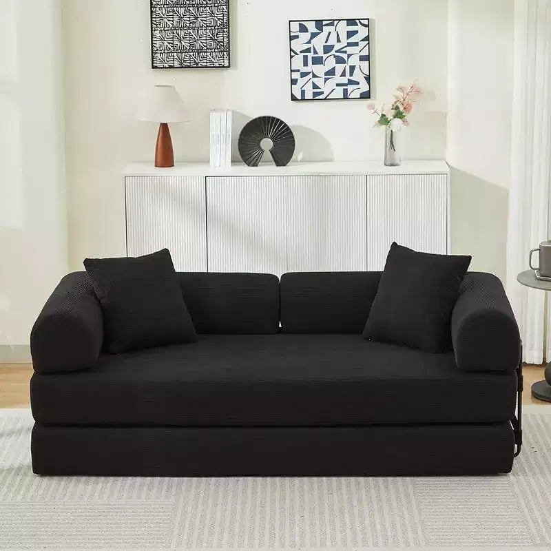 TUYOHW Corduroy Convertible Sofa Bed,Sleeper Couch with 2 Pillows,Flexible Combination,Futon Couch for Living Room,Office,Apartment