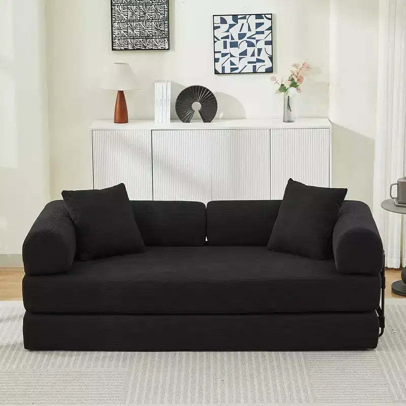 TUYOHW Corduroy Convertible Sofa Bed,Sleeper Couch with 2 Pillows,Flexible Combination,Futon Couch for Living Room,Office,Apartment