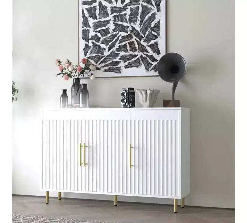 3-Door Large Sideboard Cabinet, 55.12 Modern Buffet Cabinet with Storage, Multifunctional Sideboard Console Table for Dining Room, Entryway