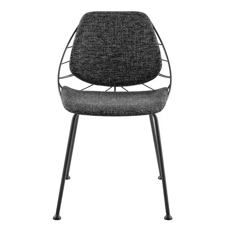 HomeRoots Set of Two Black Upholstered Fabric Dining Side Chairs