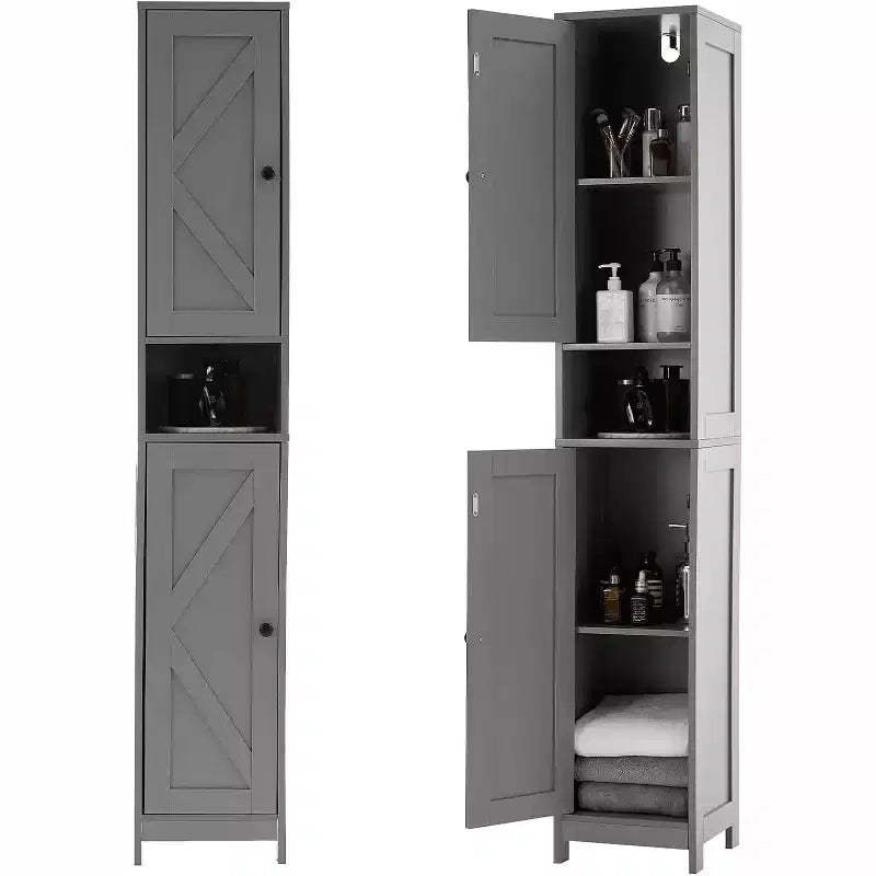 Acekool 66.9 Inch Tall Freestanding Storage Cabinet, Water-Resistant Double Doors, Adjustable Shelves, Organizer for Bathroom or Kitchen