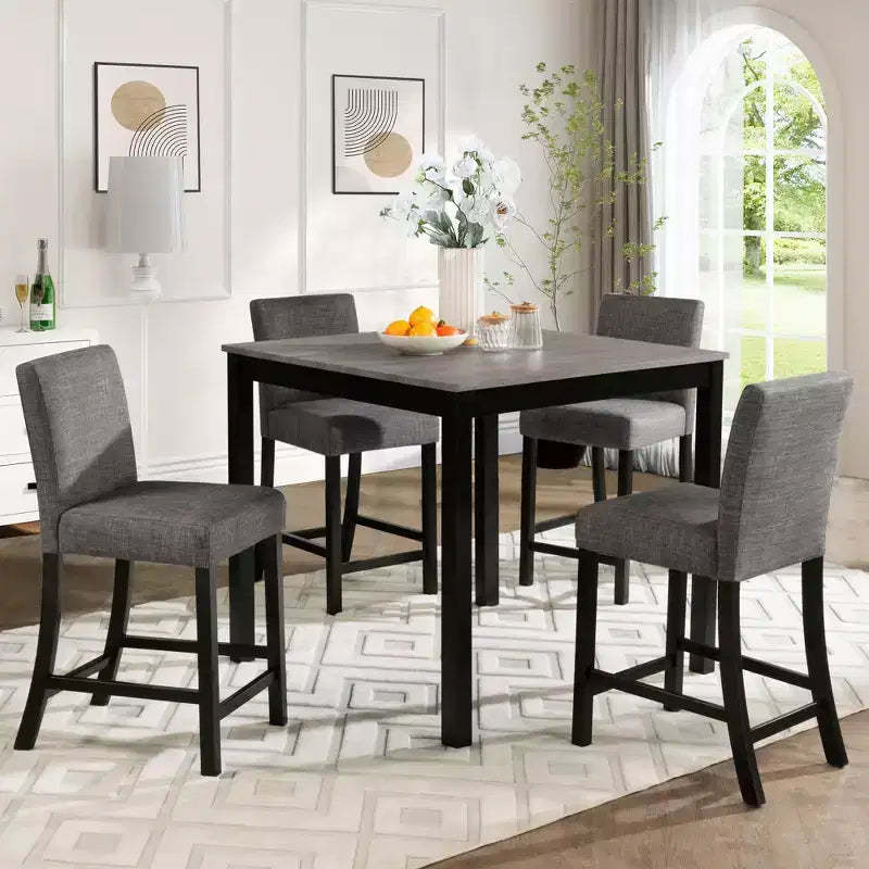 sumyeg 5 Piece Counter Height Table Set with 4 Chairs for Kitchen or Dining Room
