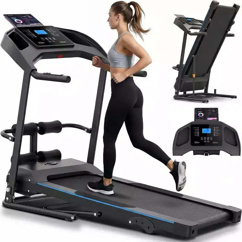 HOMDOX 2026 Upgrade 3.5HP Foldable Treadmill w/Sit Up Bench|Incline/350lbs Capacity|Smart LCD-Display Body Fat/Heart Rate MultiFUN_ Exercise Equipment