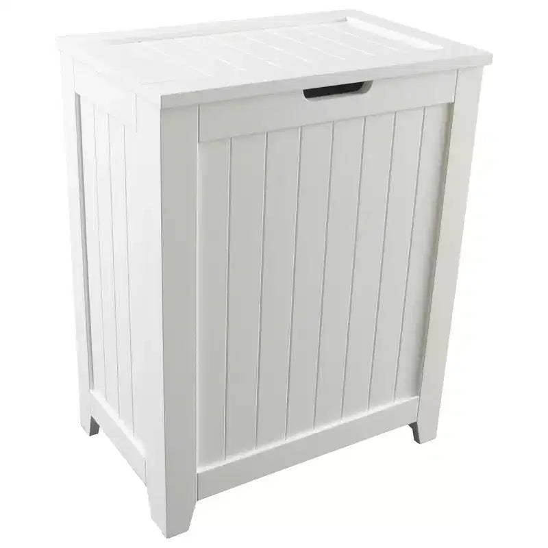 Redmon Contemporary Wooden Clothes Hamper for Bedroom and Laundry Room, White
