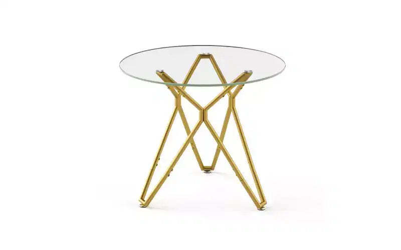TUYOHW Minimalist Dining Table with Tempered Glass,Kitchen Table for 2-4,Space-saving Table for Apartment,Small Spaces,Dining Room,Gold