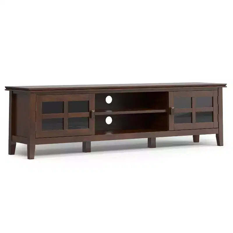 Stratford 72 inch Wide Solid Wood Transitional Low TV Stand For TVs up to 80 inches
