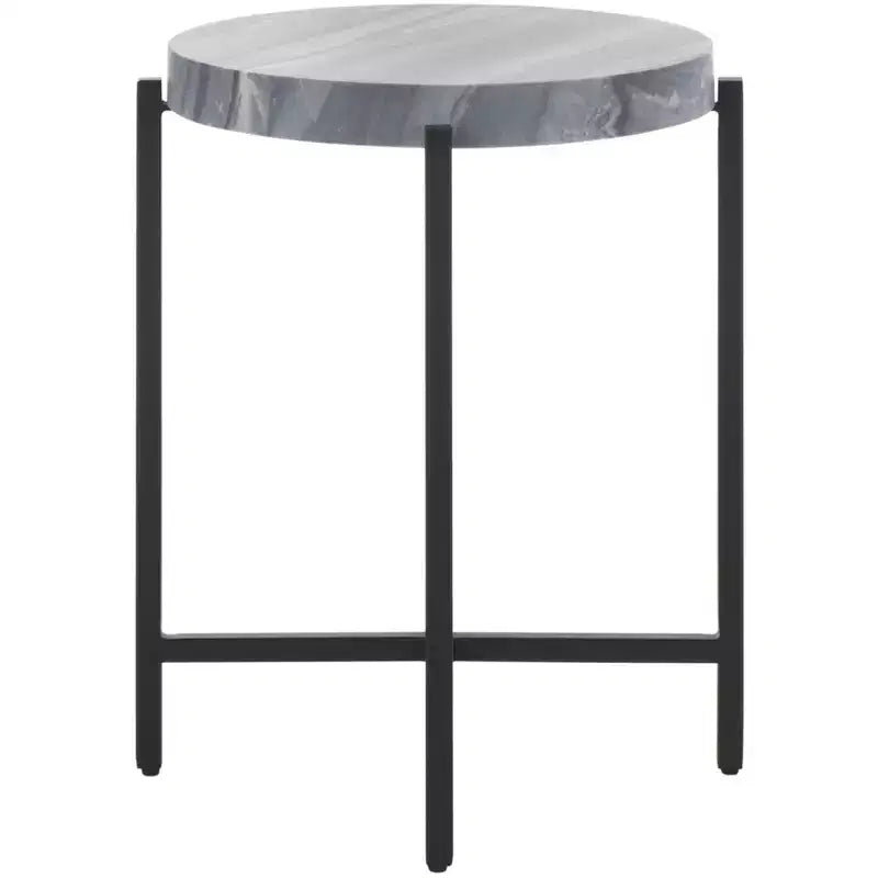 Gustavia Round Accent Table - ACC9805 - Grey Marble/Black - Safavieh