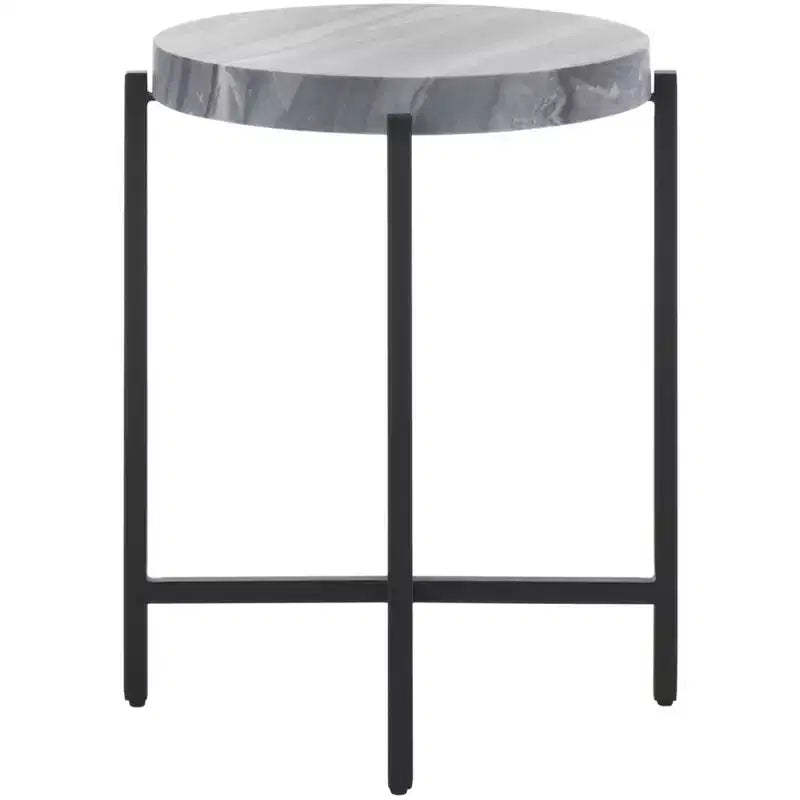 Gustavia Round Accent Table - ACC9805 - Grey Marble/Black - Safavieh