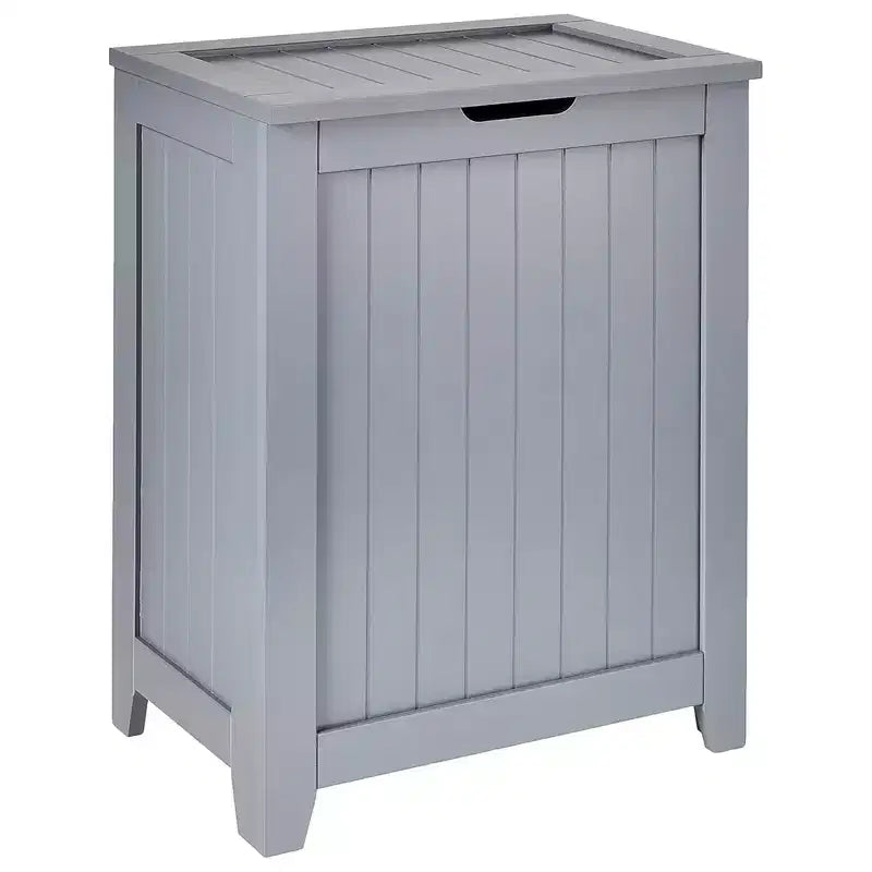 Redmon Contemporary Wooden Clothes Hamper for Bedroom and Laundry Room, Gray