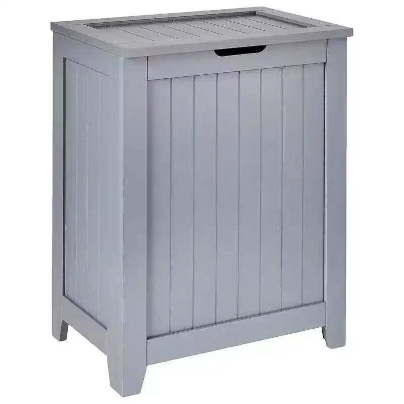 Redmon Contemporary Wooden Clothes Hamper for Bedroom and Laundry Room, Gray