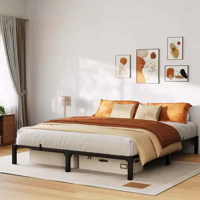 Queen Metal Bed Frame, 10 Inch Platform with Durable Iron Slat Support and Legs, No Box Spring Needed, Easy Assembly