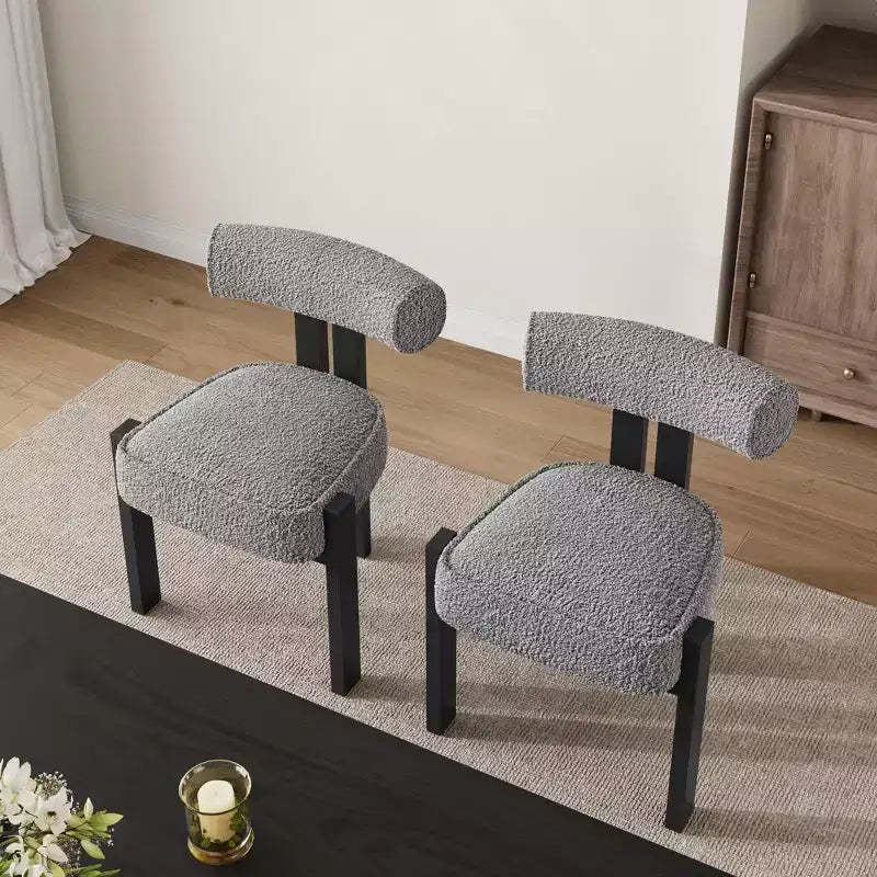 Upholstered Dining Chairs ,Modern Boucle Dining Room Chairs with Ergonomic Curved Back, Comfortable Kitchen Chairs with Rubber Wood Legs