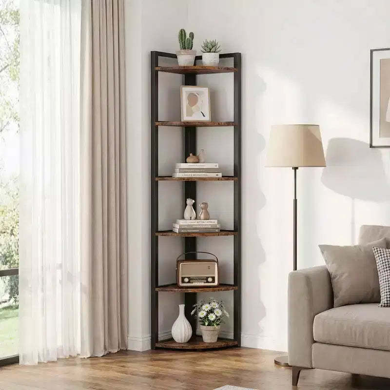 MAYEERTY 6-Tier Versatile Corner Shelf, Multi-Use Storage Rack & Plant Stand