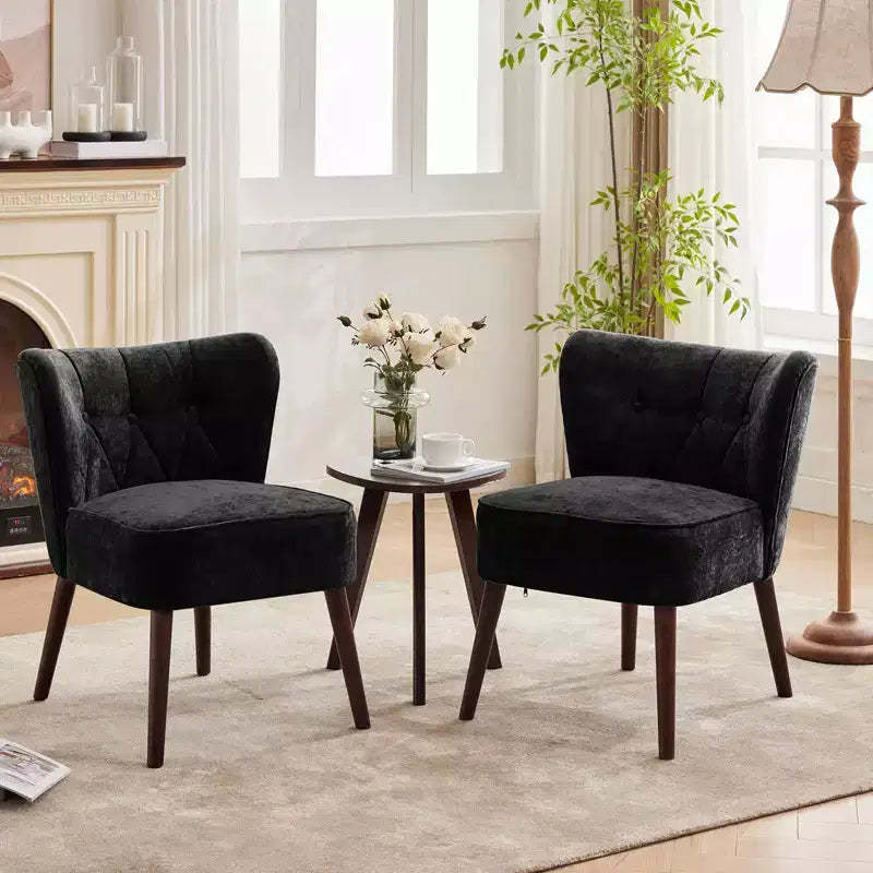 Accent Chairs for Living Room, Mid-Century Wooden Fabric Living Room Chairs, Side Chairs for Living Room, Bedroom, Reading Nook