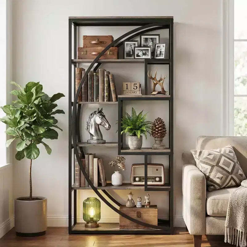 MAYEERTY 6-Tier Tall Open Storage Bookshelf, Space-Optimizing Display Rack for Home