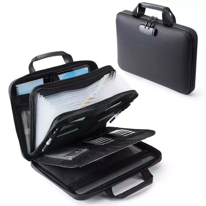 Fireproof Document Box with Lock, Waterproof Fire Safe Hard Case File Box, Portable Important Document Storage Organizer Bag