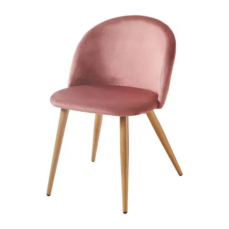HomeRoots Pink and Oak Velvet and Metal Dining Side Chair