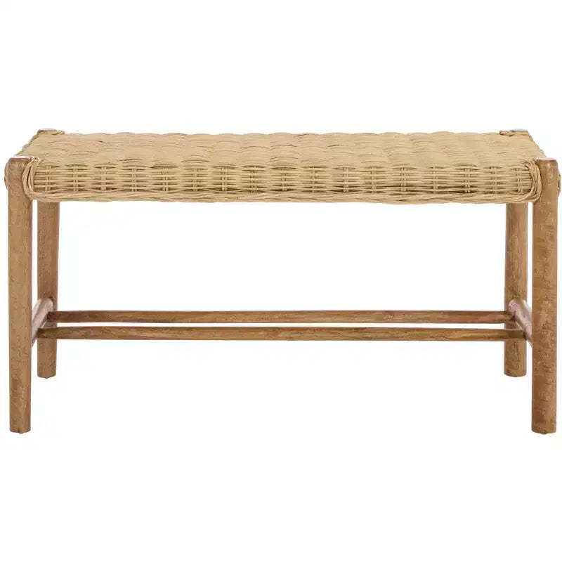 Enrique Bench with Rattan Weaving - BCH6500 - Beige - Safavieh