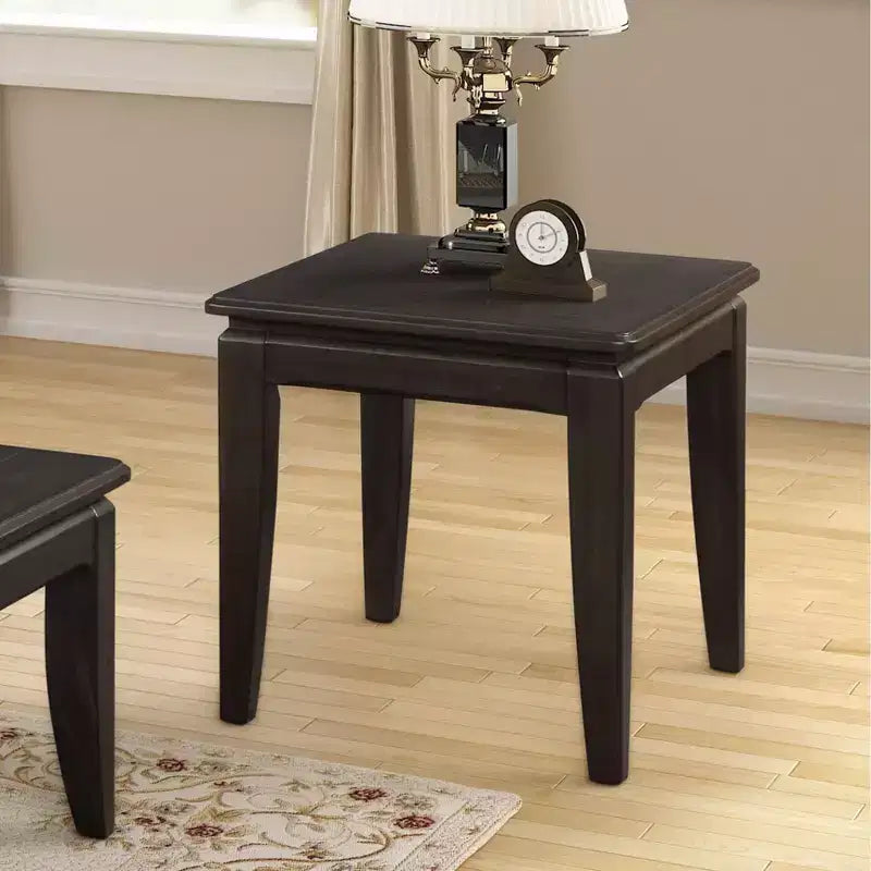 GDFStudio Gu Rustic Wooden Rectangular End Table with Tapered Legs