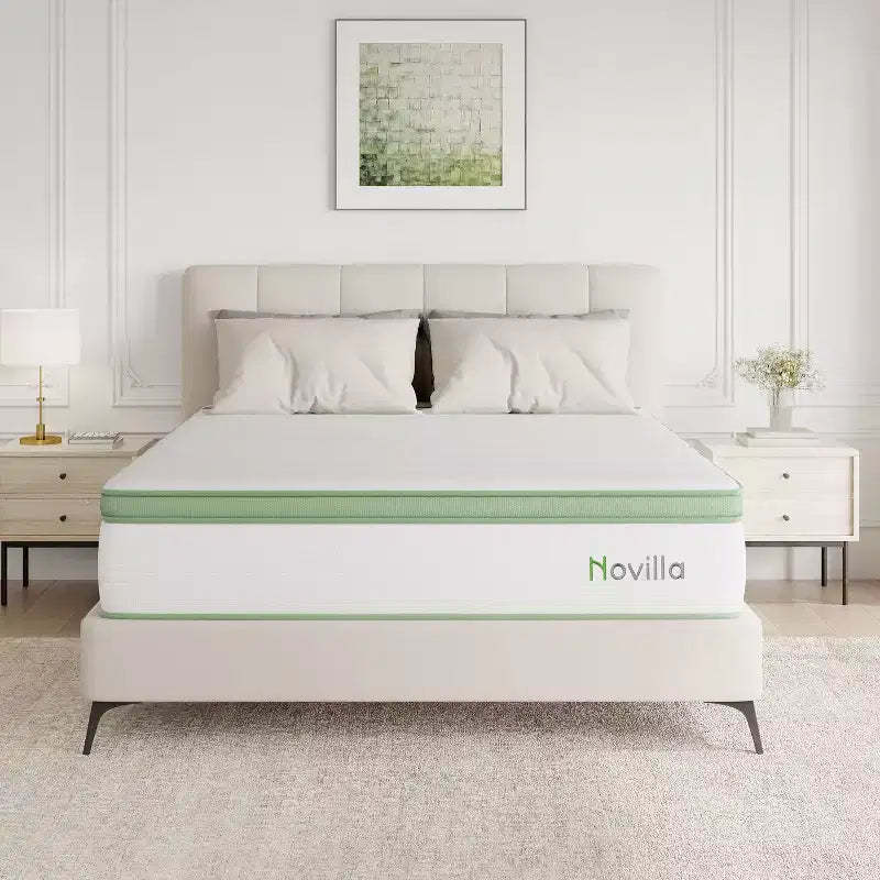 Novilla 12 inch Medium Firm Hybrid Memory Foam/Coil Blend Mattress in a Box, Motion isolation