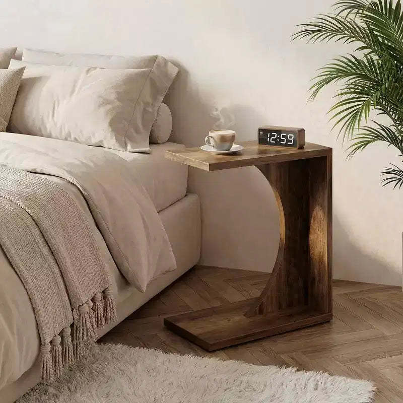 MAYEERTY C-Shaped End Table, Sofa Side Couch Table for Living Room Bedroom