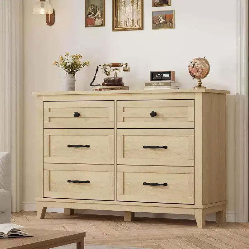 6 Dresser for Bedroom, 47 in Wide Drawer Dresser with Storage Freestanding, Wooden Closet Storage Chest for Living Room, Bedroom, Entryway