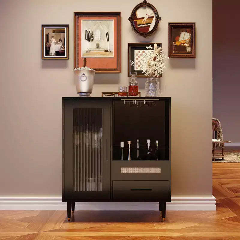 Modern Wine Bar Cabinet with Glass Door Display  Wine Glass Rack, Drawers, Ample Storage  Buffet Sideboard for Home, Kitchen, Dining, Living Room