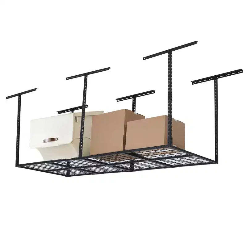 3X8 Ft Heavy Duty Garage Storage Rack, Metal Garage Storage Organization Systerm, Adjustable Ceiling Storage Racks, 600 LBS Weight Capacity