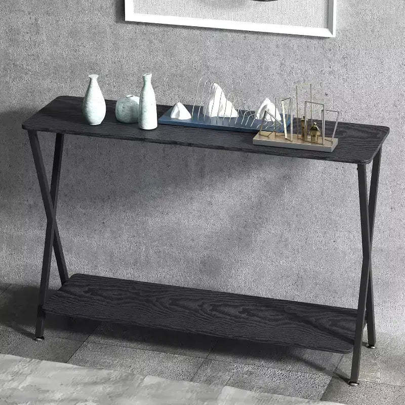 Narrow Entryway Console Table with Shelves - 41.3 Inch Farmhouse Sofa Table, 2-Tier Rustic Brown Table for Behind Couch
