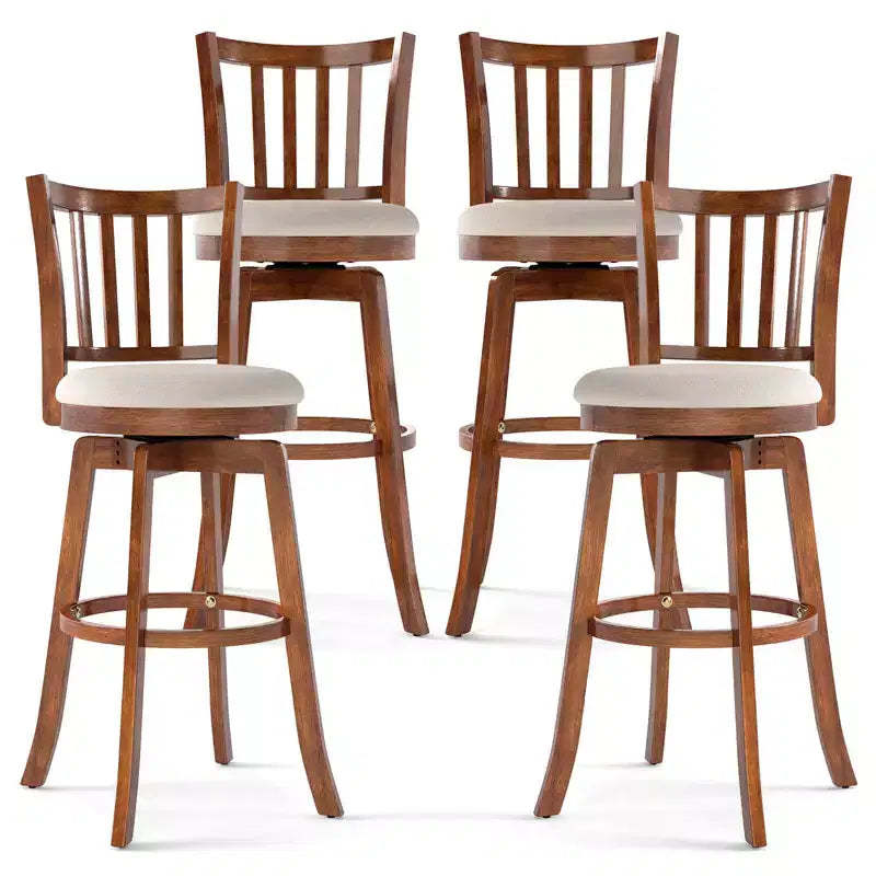Costway 30.5'' Swivel Barstools Set of 4 w/Backrest & Upholstered Seat Footrest for Pub