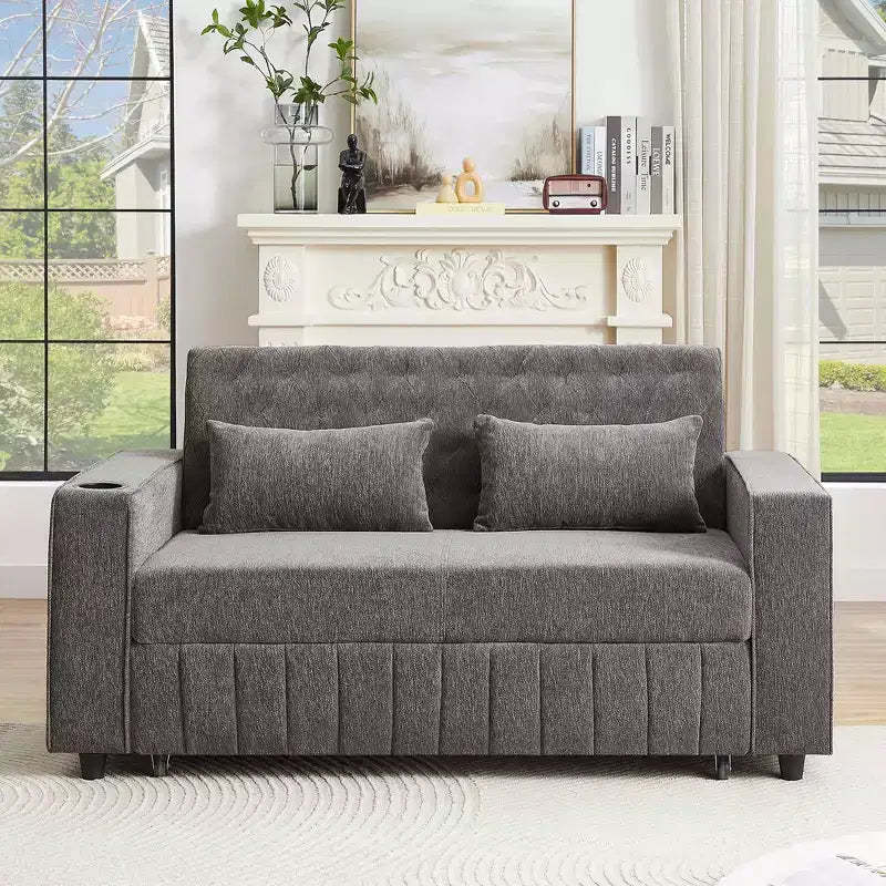 MAYEERTY 61.4 Pull-out Sofa Bed Convertible Couch Loveseat Sofa Modern Sleeper Sofa with Adjustable Backrest for Living Room Green