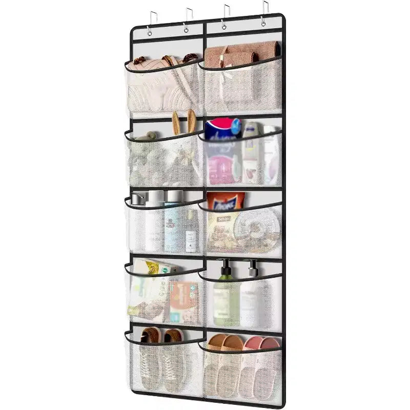 Non-Woven Fabric Hanging Storage Bag, 10-Grid Wall-Mounted Organizer, Gray, for Closet Bedroom Door