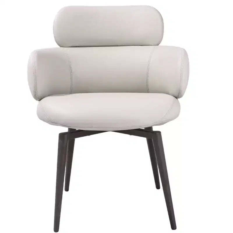 HomeRoots Light Gray and Black Faux Leather and Metal Dining Arm Chair