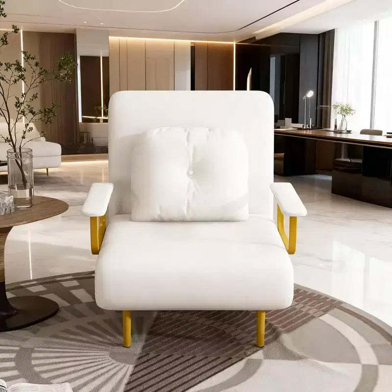 Folding Sofa Bed 3-in-1 Convertible Chair - 5-Position Adjustable Backrest with Pillow, Space-Saving Sleeper for Living Room, Bedroom & Office (White)