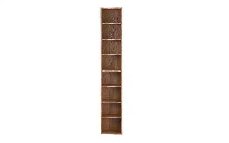 VIYET 718-Tier Ultra-Thin Adjustable Bookshelf, Walnut MDF Display Rack w/ Wavy Border (Detachable Home Office Organizer)