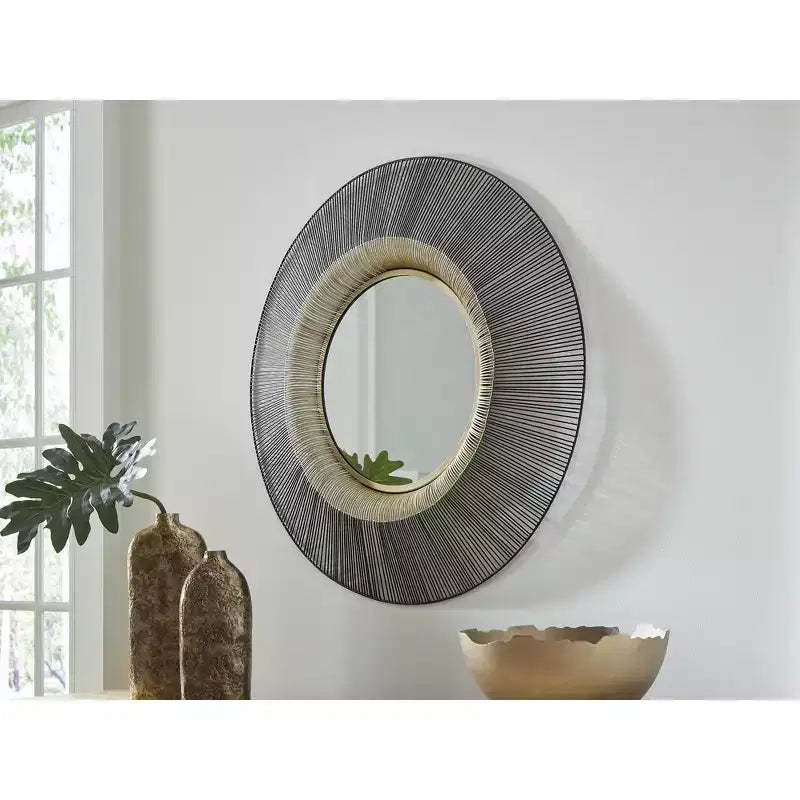 Signature Design by Ashley Dallmen Wall Accent Mirror, Suburst Design with Gold Finish