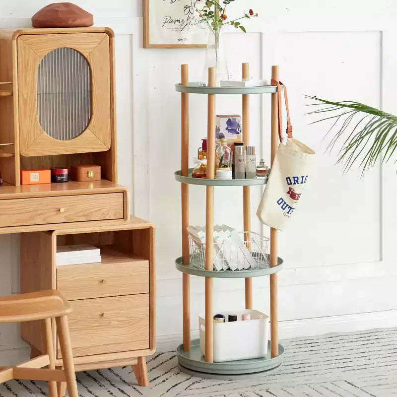 MAYEERTY 360 Rotating 4-Tier Bookshelf, Multifunctional Compact Storage Rack for Living Room Bedroom Study Kitchen