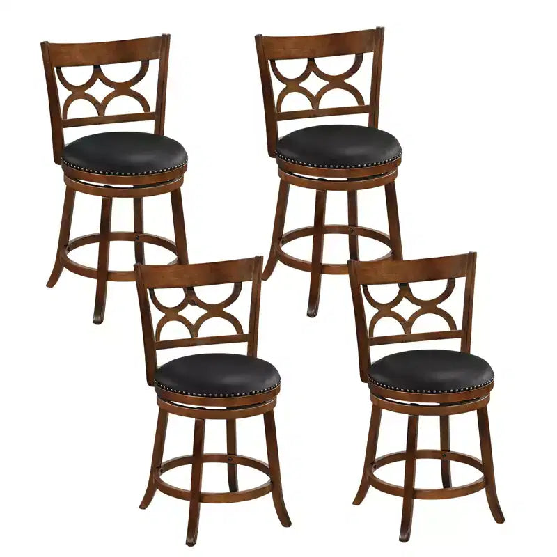 Costway 26 Counter Height Bar Stools Set of 4 w/Rubber Wood Frame Upholstered Seat
