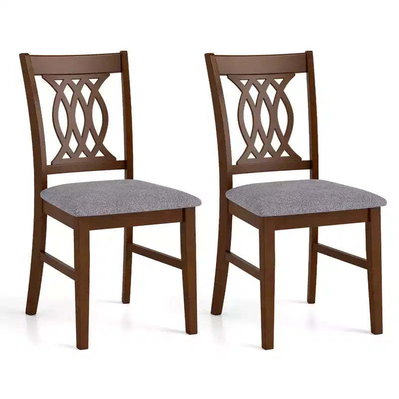 Costway Dining Chairs Set of 2 w/Padded Seat Hollowed Backrest & Rubber Wood Frame