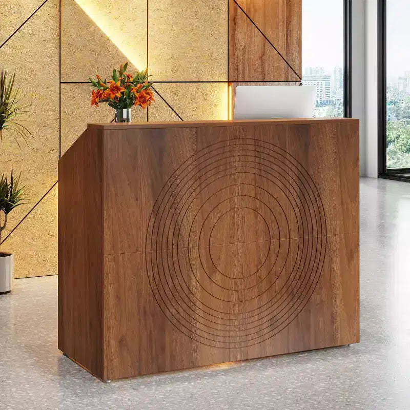 Lantine 47-Inch Reception Desk with Counter, Modern Front Desk with Cable Grommet for Lobby, Beauty Salon, Home Office, Walnut
