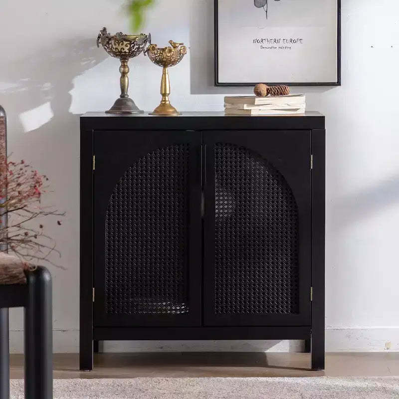 GDFStudio Bevier Mid-Century Rattan Sideboard Buffet Cabinet with Adjustable Shelves
