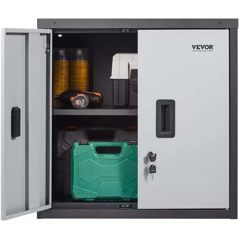 VIYET 26 Foldable Metal Wall Cabinet - Black, Adjustable Shelf, Magnetic Door, 240LBS Load